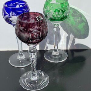 #8839 VINTAGE CUT TO CLEAR APÉRITIF  SET OF 3 EA NO CHIPS